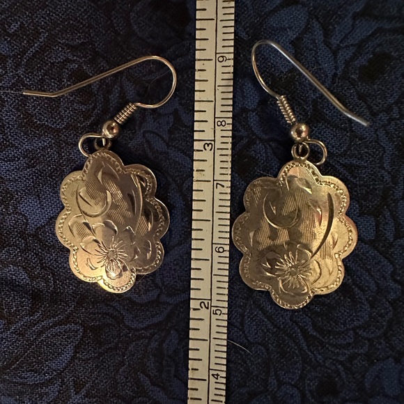 Vintage Ladye Fayre Sterling Silver Floral Drop Earrings - Picture 5 of 5